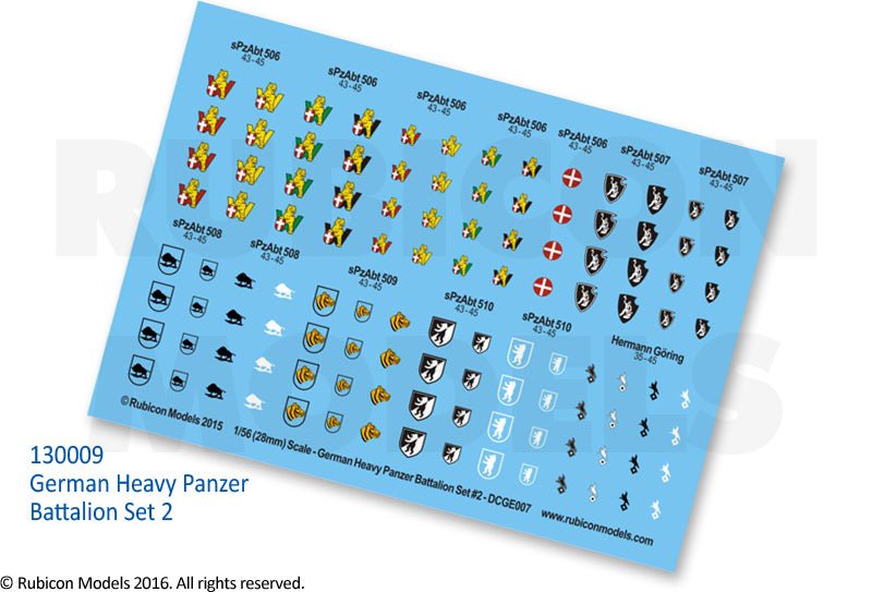 German Heavy Panzer Battalion Set 2 Decal Sheet - Zubehör - Rubicon Models UK Ltd - 130009
