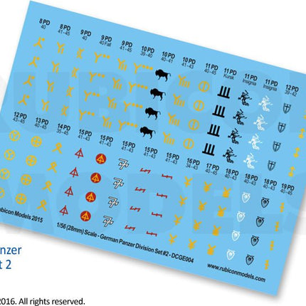 German Panzer Division Set 2 Decal Sheet - Zubehör - Rubicon Models UK Ltd - 130006