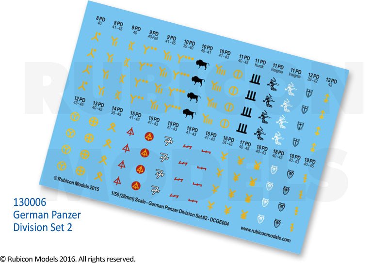 German Panzer Division Set 2 Decal Sheet - Zubehör - Rubicon Models UK Ltd - 130006