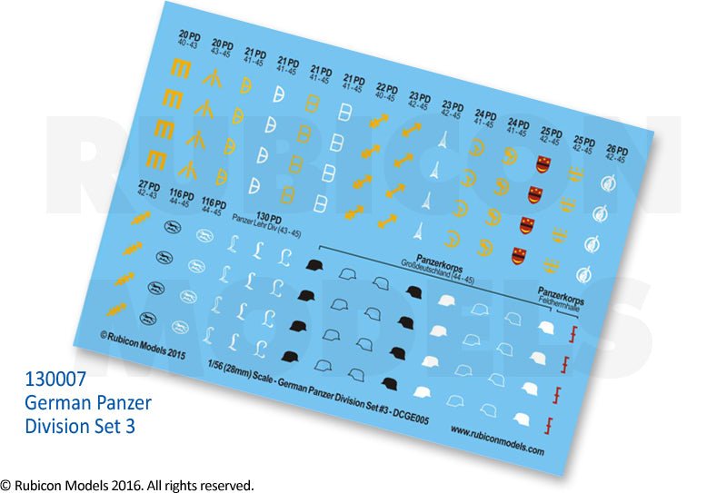 German Panzer Division Set 3 Decal Sheet - Zubehör - Rubicon Models UK Ltd - 130007