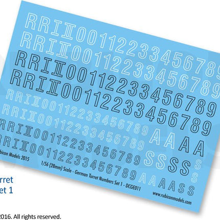 German Turret Numbers Set 1 Decal Sheet - Zubehör - Rubicon Models UK Ltd - 130017