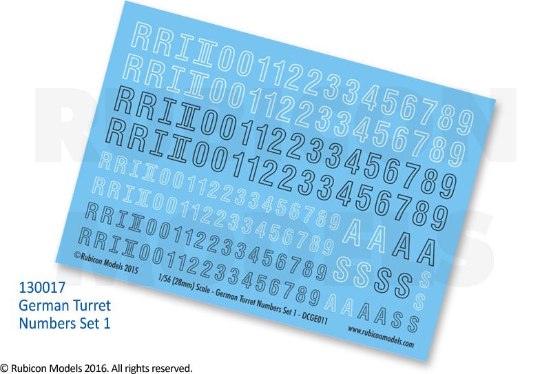German Turret Numbers Set 1 Decal Sheet - Zubehör - Rubicon Models UK Ltd - 130017