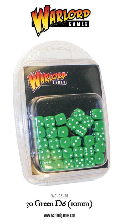 Green D6 Dice/Würfel Pack 10mm (30Stk) - Zubehör - Warlord Games - WG-D6-35