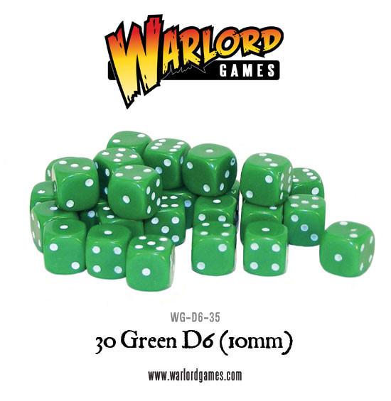 Green D6 Dice/Würfel Pack 10mm (30Stk) - Zubehör - Warlord Games - WG-D6-35
