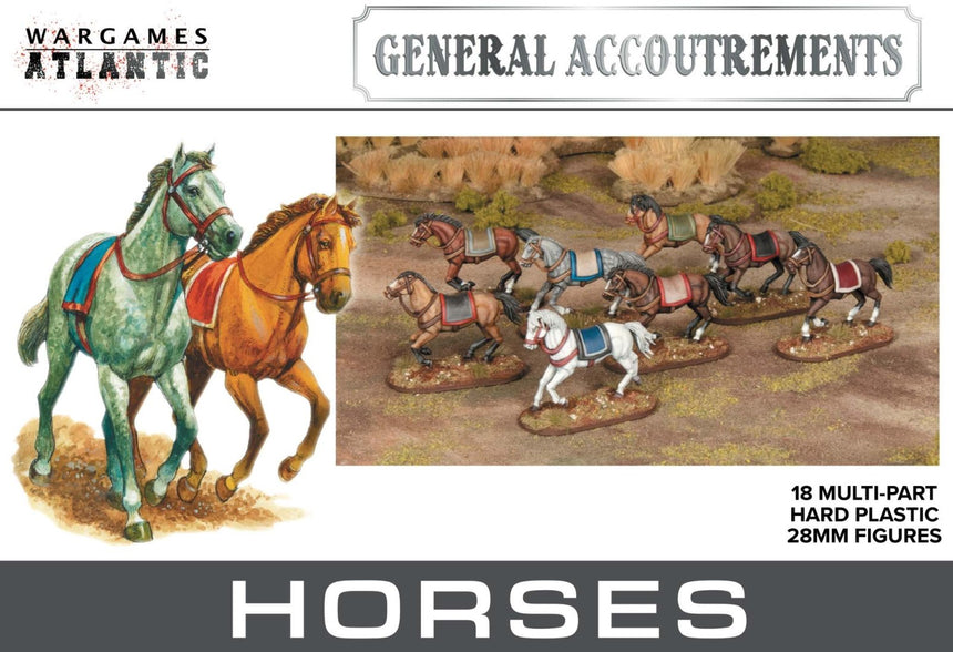 Horses - 28mm Pferde (18 Stück) - Wargames Atlantic