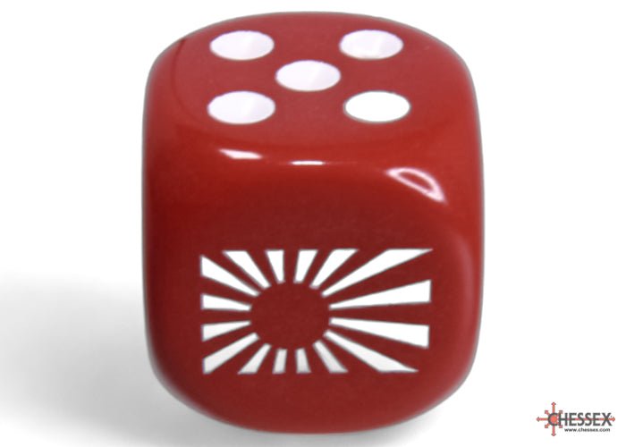 Japan War Dice Opaque Red/White 16mm d6 (12 Dice) - Zubehör - Chessex - CHX29062
