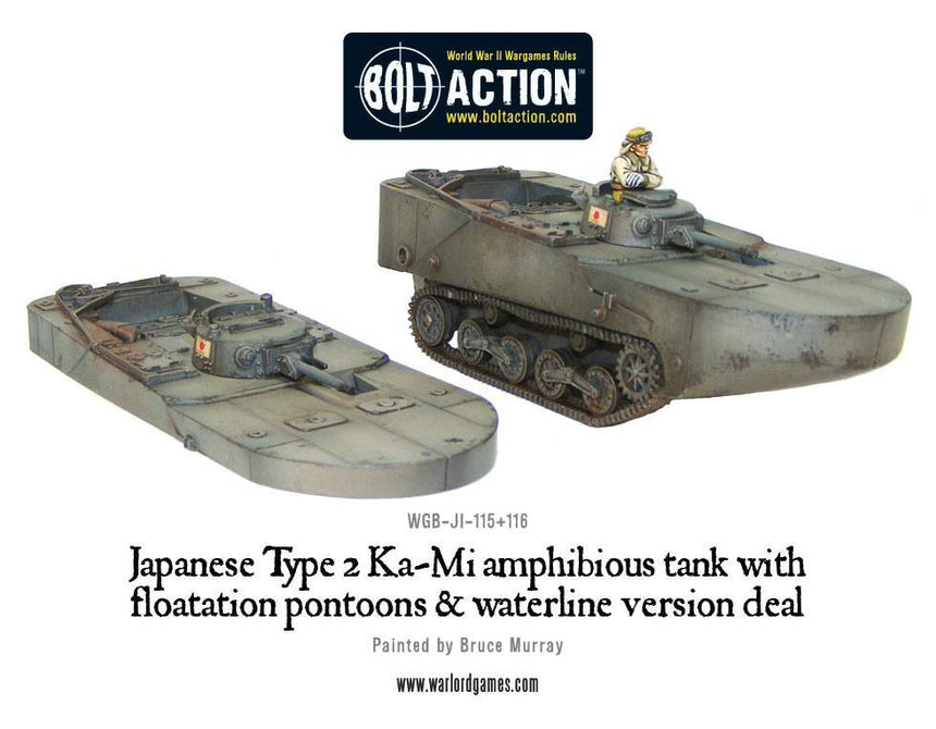 Japanese Type 2 Ka-Mi Amphibious Tank with Floatation Pontoons & Waterline Version Deal - Warlord Games