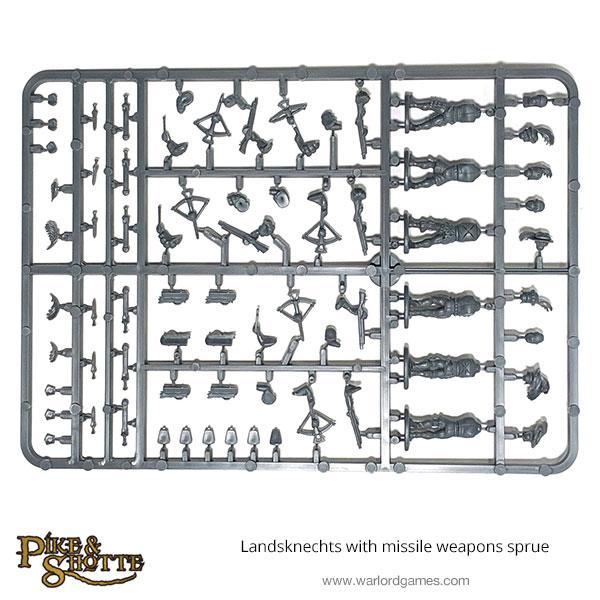 Landsknechts with missile weapons sprue - Fernkampf-Gussrahmen