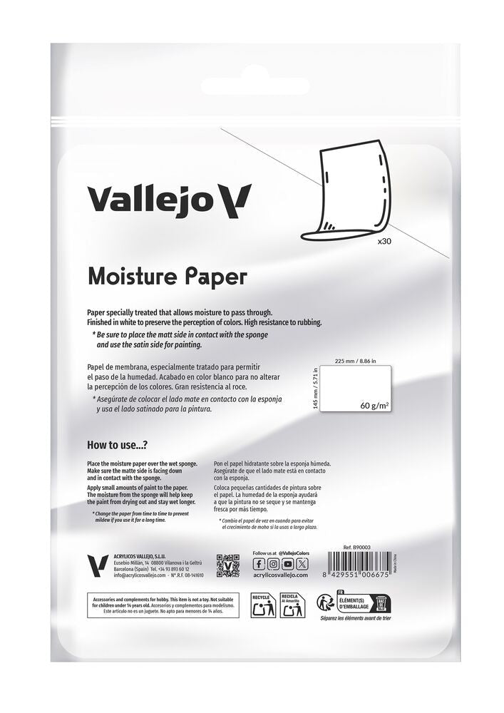 Moisture Paper - Nachfüllpapier für Wet Palette (30 Blatt) - Vallejo - B90003