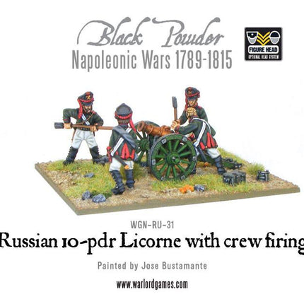 Napoleonic Russian 10 - pdr Licorne Howitzer 1809 - 1815 with Crew Firing - Artillerie - Warlord Games - WGN-RU-31