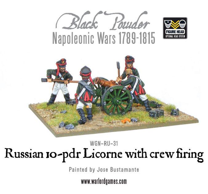 Napoleonic Russian 10 - pdr Licorne Howitzer 1809 - 1815 with Crew Firing - Artillerie - Warlord Games - WGN-RU-31