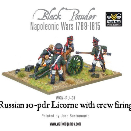 Napoleonic Russian 10 - pdr Licorne Howitzer 1809 - 1815 with Crew Firing - Artillerie - Warlord Games - WGN-RU-31
