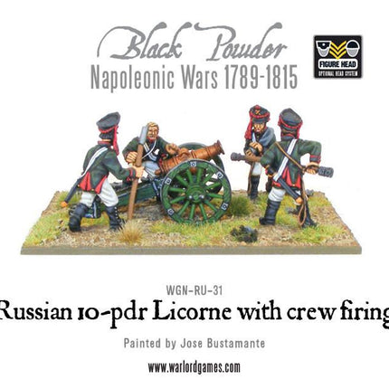 Napoleonic Russian 10 - pdr Licorne Howitzer 1809 - 1815 with Crew Firing - Artillerie - Warlord Games - WGN-RU-31