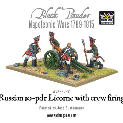 Napoleonic Russian 10 - pdr Licorne Howitzer 1809 - 1815 with Crew Firing - Artillerie - Warlord Games - WGN-RU-31
