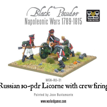 Napoleonic Russian 10 - pdr Licorne Howitzer 1809 - 1815 with Crew Firing - Artillerie - Warlord Games - WGN-RU-31