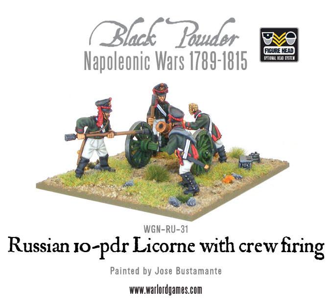 Napoleonic Russian 10 - pdr Licorne Howitzer 1809 - 1815 with Crew Firing - Artillerie - Warlord Games - WGN-RU-31