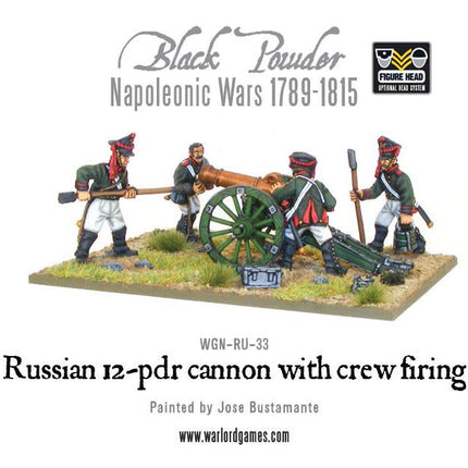Napoleonic Russian 12 pdr Cannon 1809 - 1815 with Crew Firing - Artillerie - Warlord Games - WGN-RUS-33