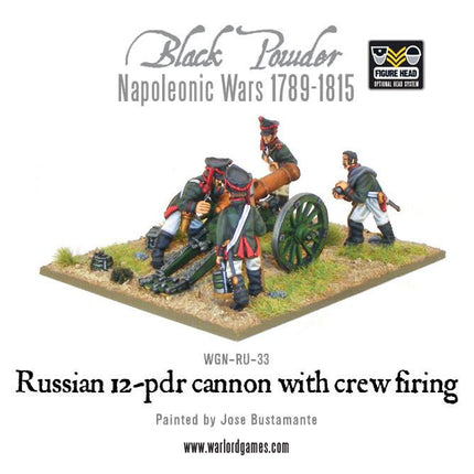 Napoleonic Russian 12 pdr Cannon 1809 - 1815 with Crew Firing - Artillerie - Warlord Games - WGN-RUS-33