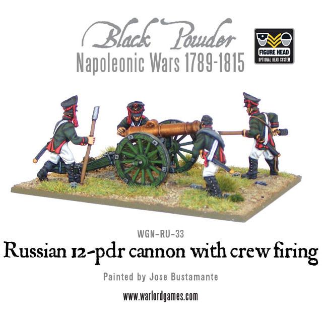 Napoleonic Russian 12 pdr Cannon 1809 - 1815 with Crew Firing - Artillerie - Warlord Games - WGN-RUS-33