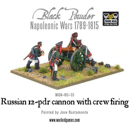 Napoleonic Russian 12 pdr Cannon 1809 - 1815 with Crew Firing - Artillerie - Warlord Games - WGN-RUS-33