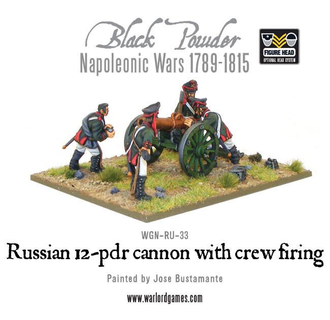 Napoleonic Russian 12 pdr Cannon 1809 - 1815 with Crew Firing - Artillerie - Warlord Games - WGN-RUS-33