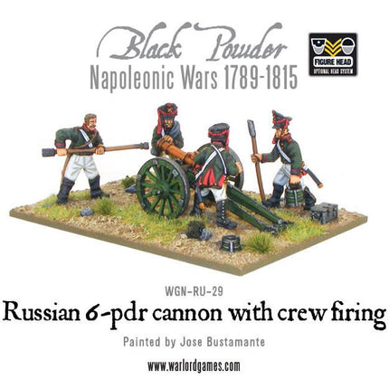 Napoleonic Russian 6 pdr Cannon 1809 - 1815 with Crew Firing - Artillerie - Warlord Games - WGN-RU-29