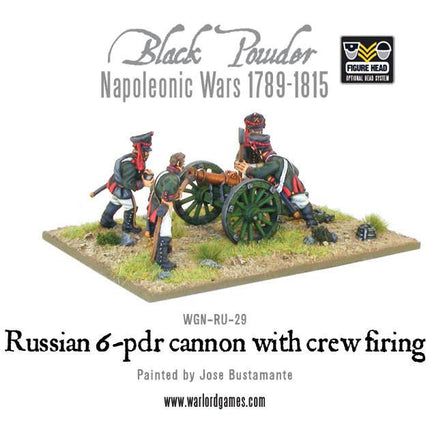 Napoleonic Russian 6 pdr Cannon 1809 - 1815 with Crew Firing - Artillerie - Warlord Games - WGN-RU-29