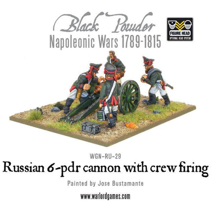 Napoleonic Russian 6 pdr Cannon 1809 - 1815 with Crew Firing - Artillerie - Warlord Games - WGN-RU-29