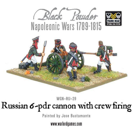 Napoleonic Russian 6 pdr Cannon 1809 - 1815 with Crew Firing - Artillerie - Warlord Games - WGN-RU-29