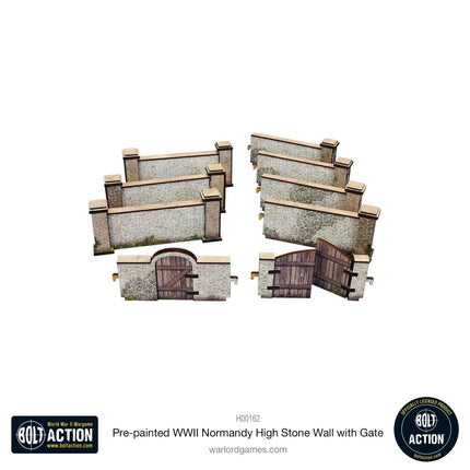 Normandy High Stone Wall with Gate - vorbemalte WW2 - Mauer - Gelände - Micro Art Studio - H00162