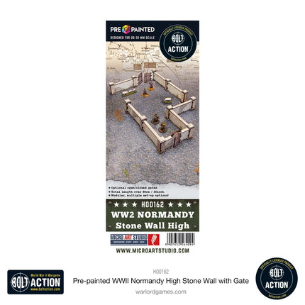 Normandy High Stone Wall with Gate - vorbemalte WW2 - Mauer - Gelände - Micro Art Studio - H00162