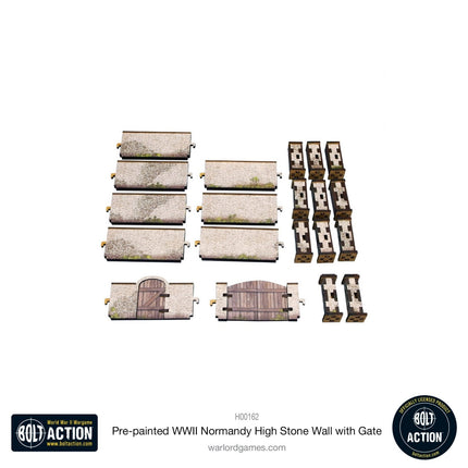 Normandy High Stone Wall with Gate - vorbemalte WW2 - Mauer - Gelände - Micro Art Studio - H00162