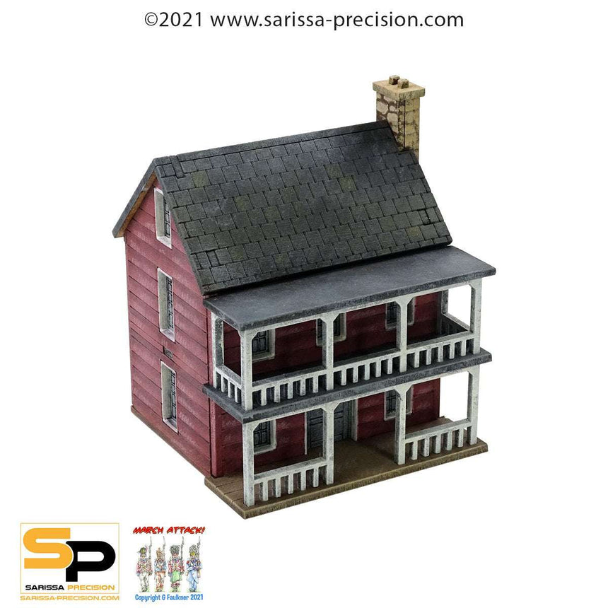 North American Planked House with Porch & Balcony - Gelände - Warlord Games - M542