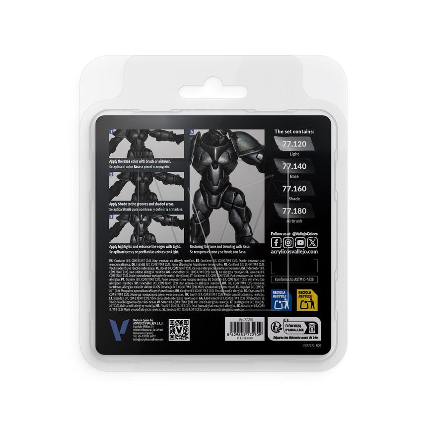 Obsidian Black - True Metallic Metal (4 x 18 ml) - Vallejo - 77270 (2)