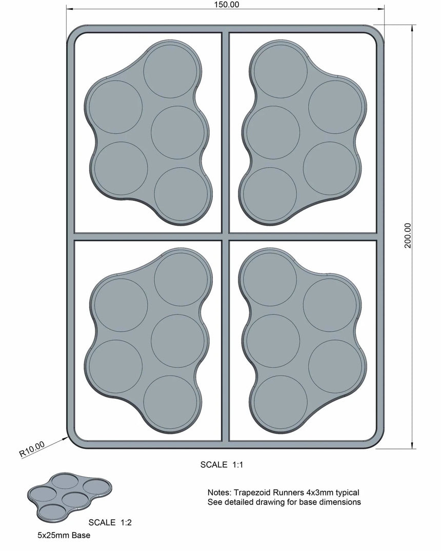 Plastic Bases Set 8. Skirmish movement trays for 25mm round bases. - Zubehör - Victrix - VXB008