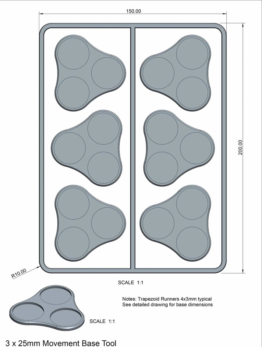 Plastic Bases Set 9. Skirmish movement trays for 25mm round bases. - Zubehör - Victrix - VXB009