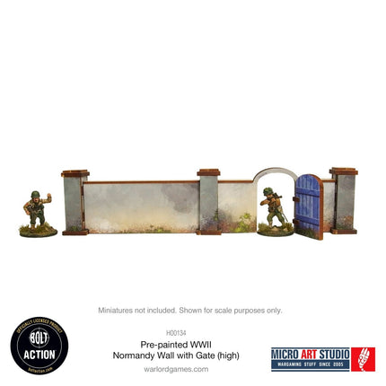 Pre - painted Normandy Walls with Gate (high) - Gelände - Micro Art Studio - H00134
