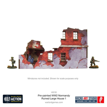 Pre - Painted WW2 Normandy Ruined Large House 1 - Gelände - Micro Art Studio - H00193