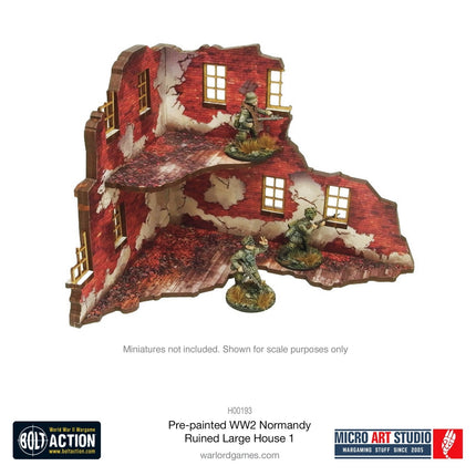 Pre - Painted WW2 Normandy Ruined Large House 1 - Gelände - Micro Art Studio - H00193