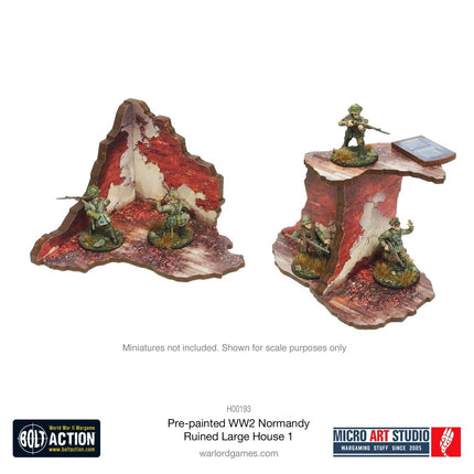 Pre - Painted WW2 Normandy Ruined Large House 1 - Gelände - Micro Art Studio - H00193