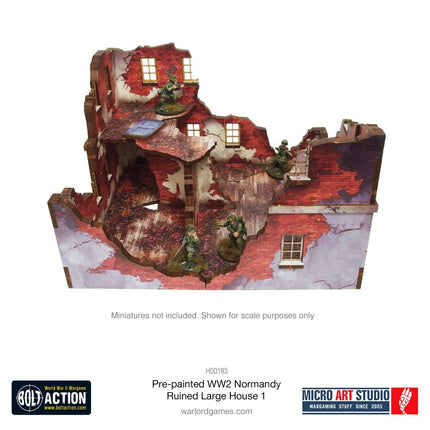 Pre - Painted WW2 Normandy Ruined Large House 1 - Gelände - Micro Art Studio - H00193