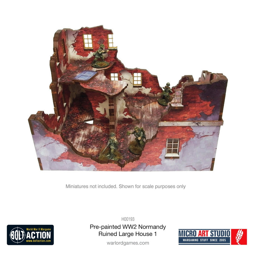 Pre - Painted WW2 Normandy Ruined Large House 1 - Gelände - Micro Art Studio - H00193