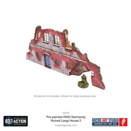 Pre - Painted WW2 Normandy Ruined Large House 2 - Gelände - Micro Art Studio - H00192