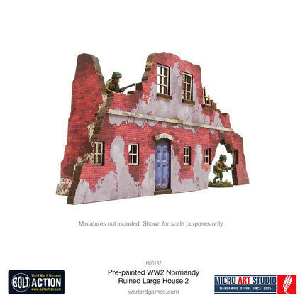 Pre - Painted WW2 Normandy Ruined Large House 2 - Gelände - Micro Art Studio - H00192