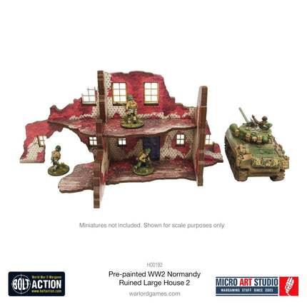 Pre - Painted WW2 Normandy Ruined Large House 2 - Gelände - Micro Art Studio - H00192
