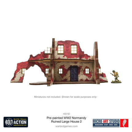 Pre - Painted WW2 Normandy Ruined Large House 2 - Gelände - Micro Art Studio - H00192