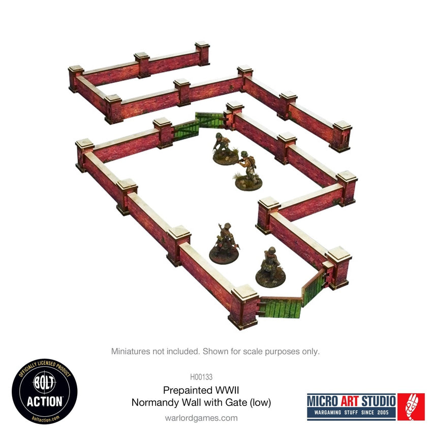 Pre - painted WW2 Normandy Walls with Gate (low) - Gelände - Micro Art Studio - H00133