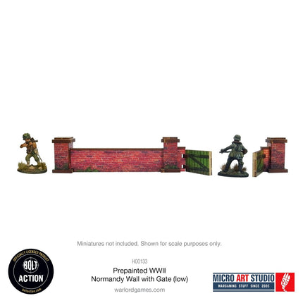 Pre - painted WW2 Normandy Walls with Gate (low) - Gelände - Micro Art Studio - H00133