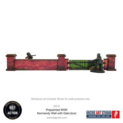 Pre - painted WW2 Normandy Walls with Gate (low) - Gelände - Micro Art Studio - H00133