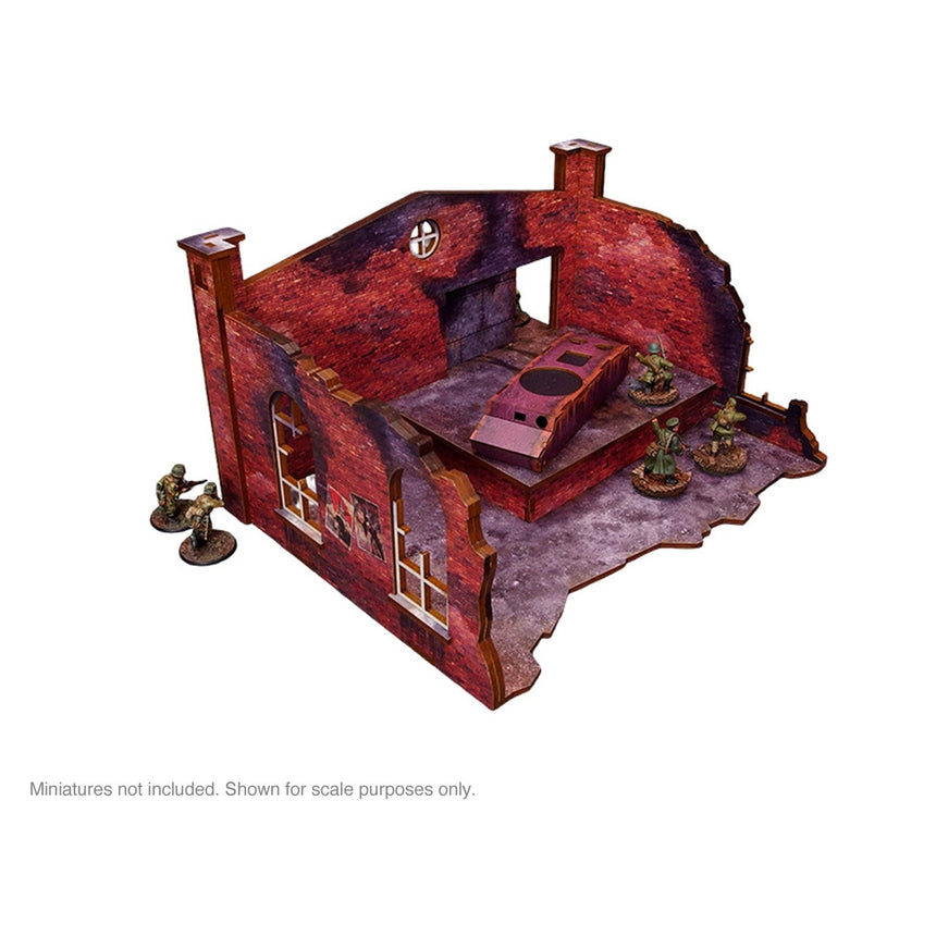Pre - Painted WW2 Ostfront Stalingrad Factory Back (with Ramp) - Gelände - Micro Art Studio - H00253